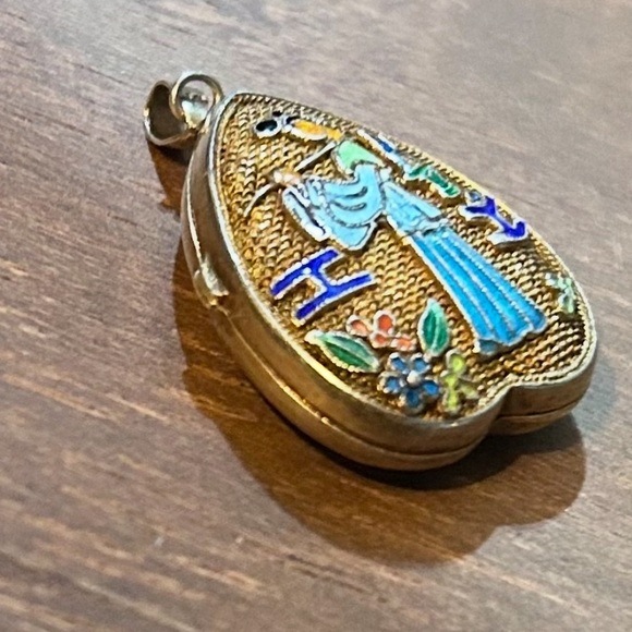 Artistic Ancient Chinese Gold and Blue Enamel Pendant - Picture 4 of 7